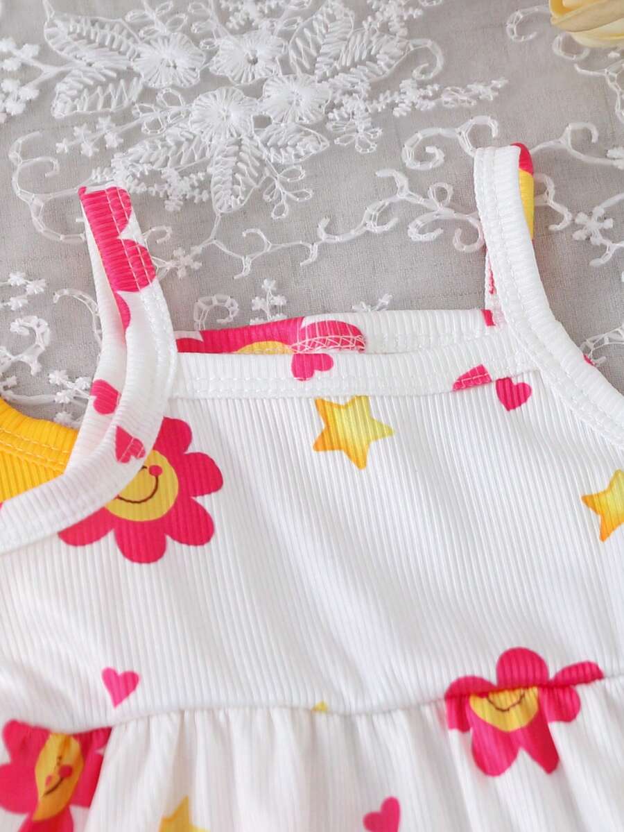 Cute Baby Girls Bib Shorts Set With Skin Friendly Casual Summer Style