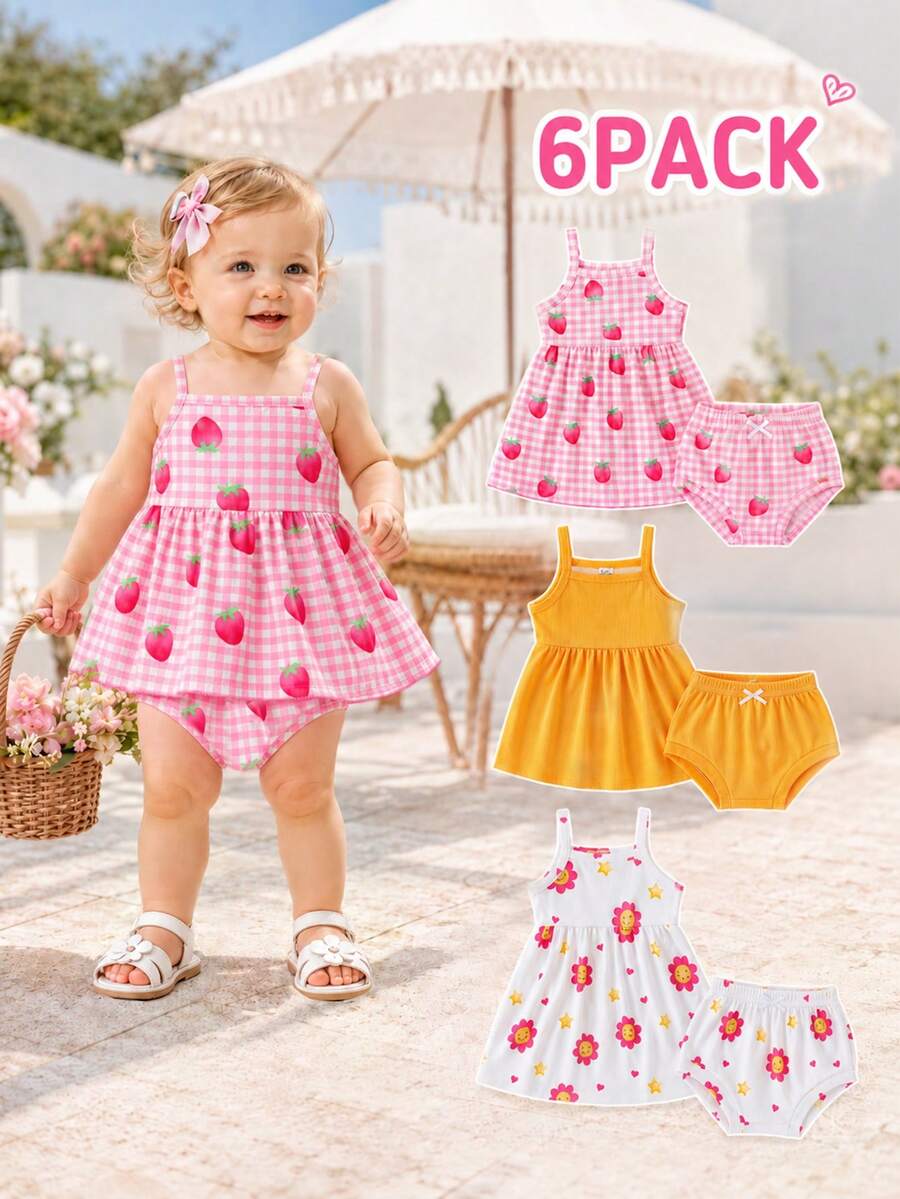 Cute Baby Girls Bib Shorts Set With Skin Friendly Casual Summer Style