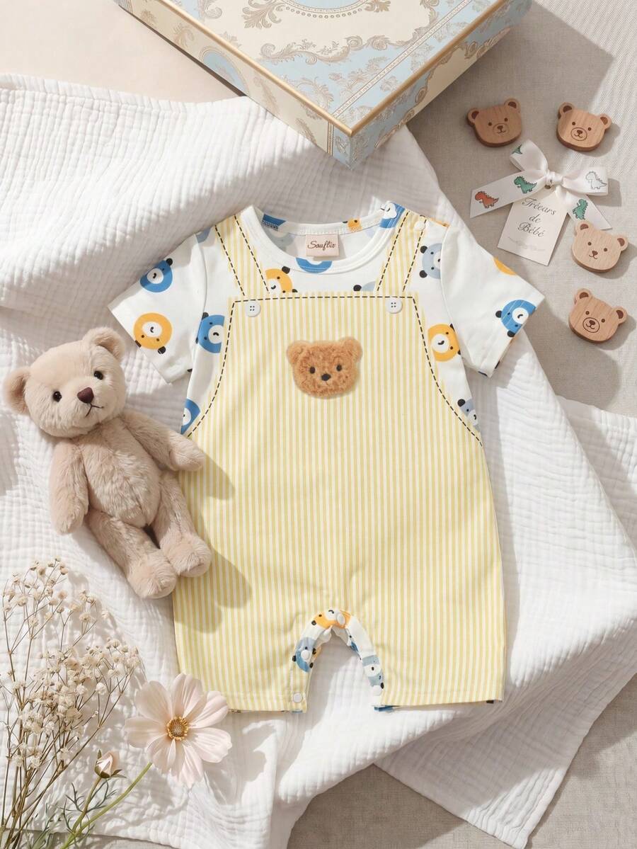 Baby Boy Cute Animal Party Print One Piece Pants Casual Soft Everyday Outfit