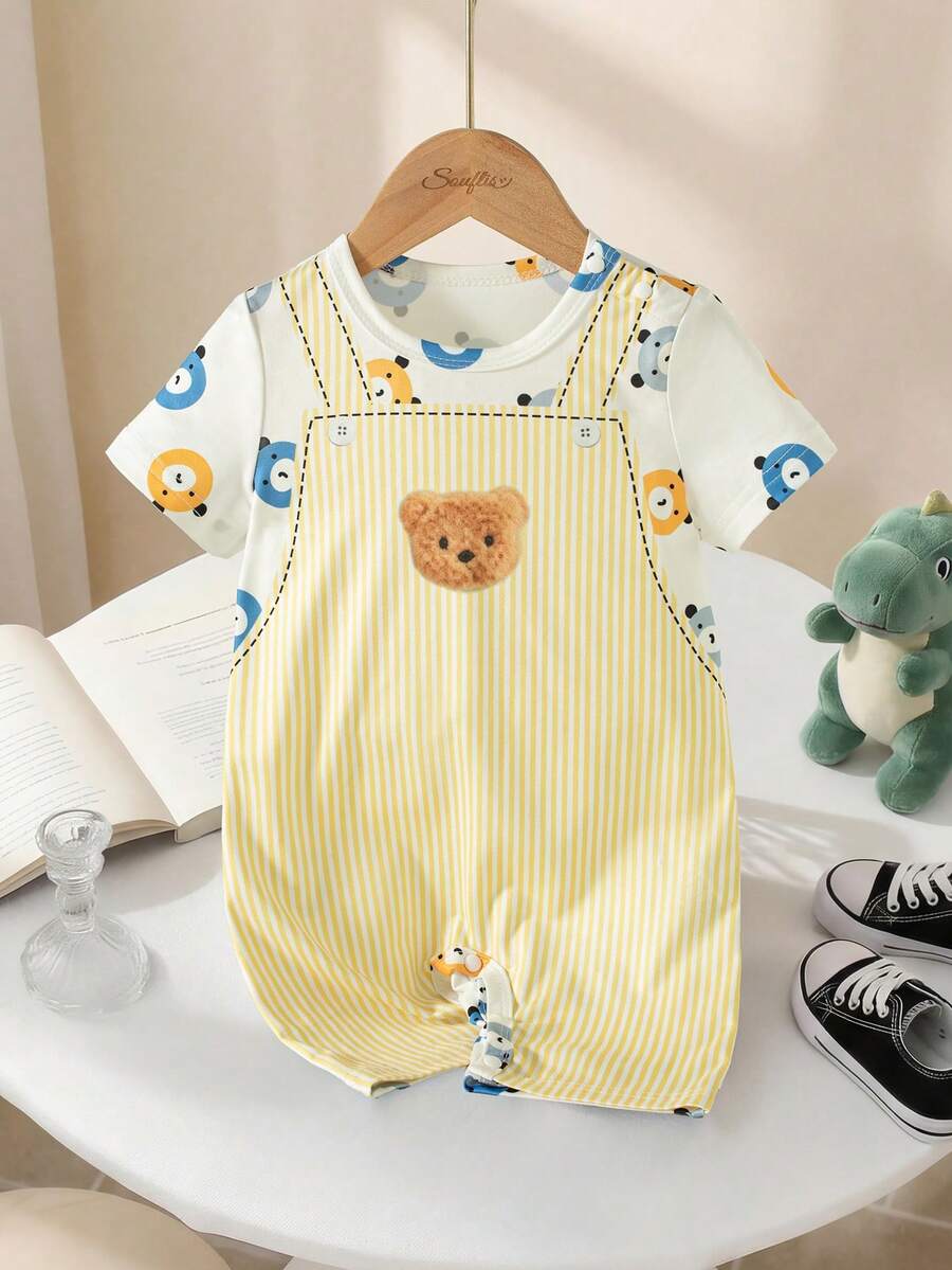 Baby Boy Cute Animal Party Print One Piece Pants Casual Soft Everyday Outfit