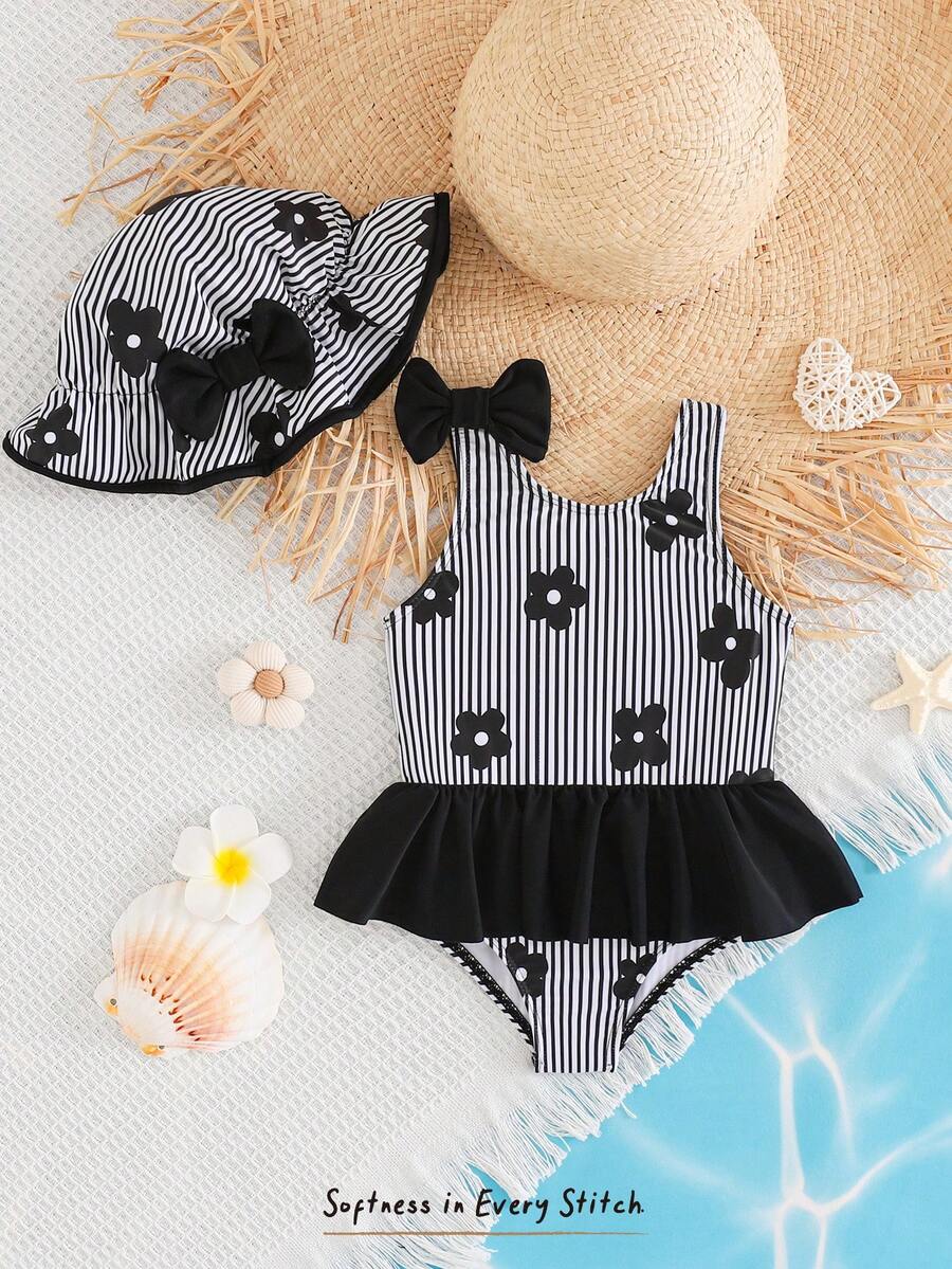 Baby Girls Minimalist Spaghetti Strap One Piece Swimsuit Casual Summer Beachwear