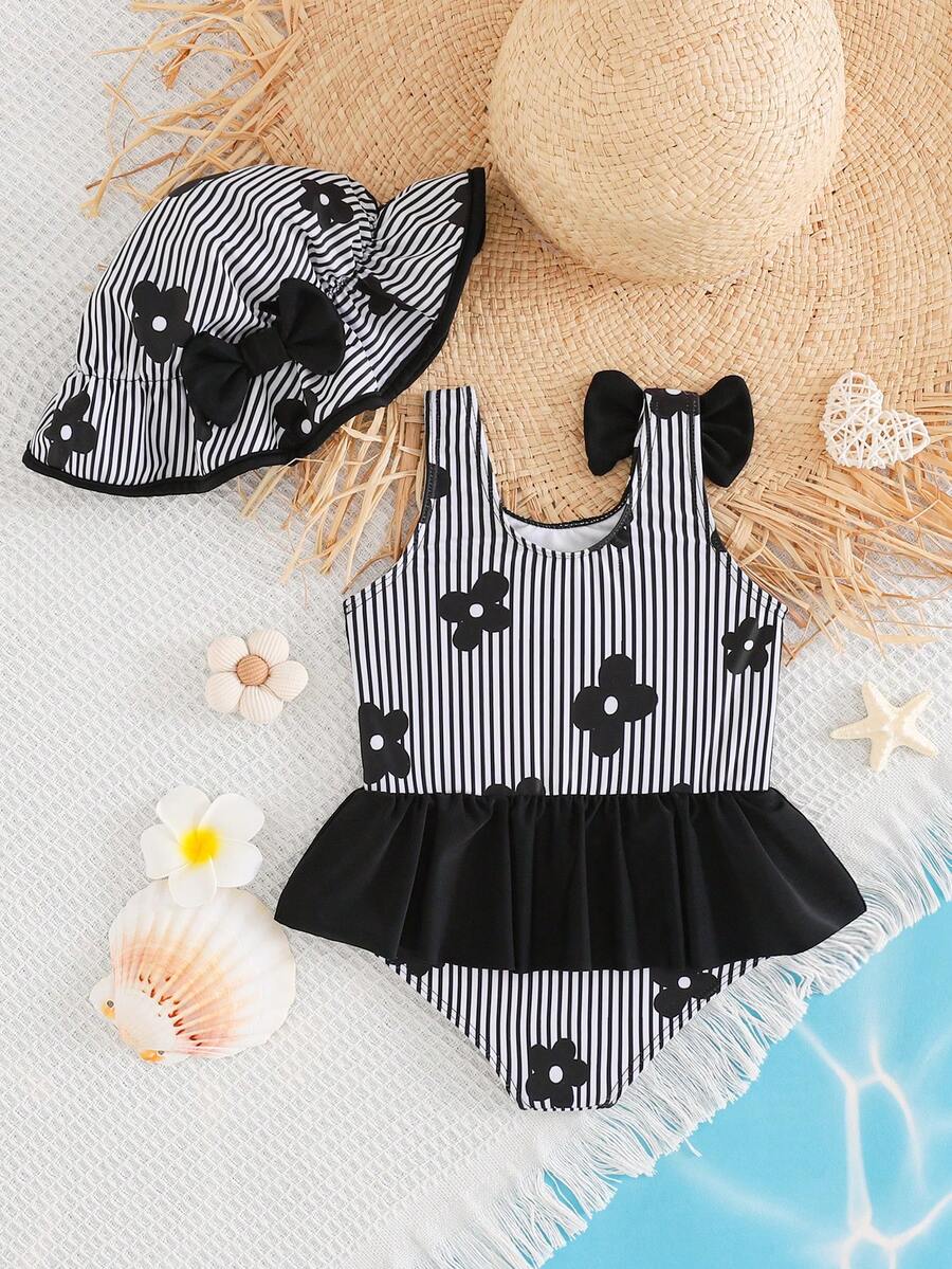 Baby Girls Minimalist Spaghetti Strap One Piece Swimsuit Casual Summer Beachwear