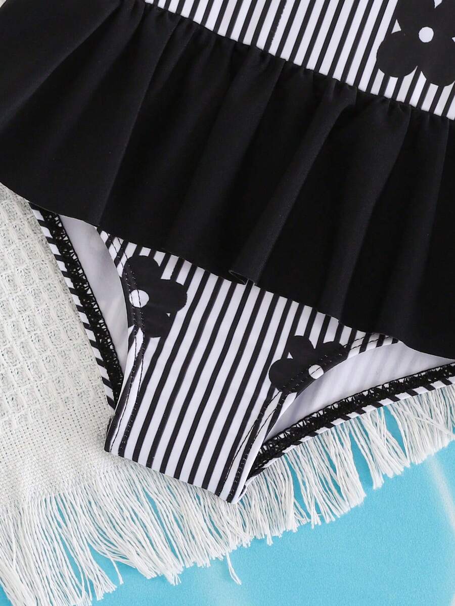Baby Girls Minimalist Spaghetti Strap One Piece Swimsuit Casual Summer Beachwear
