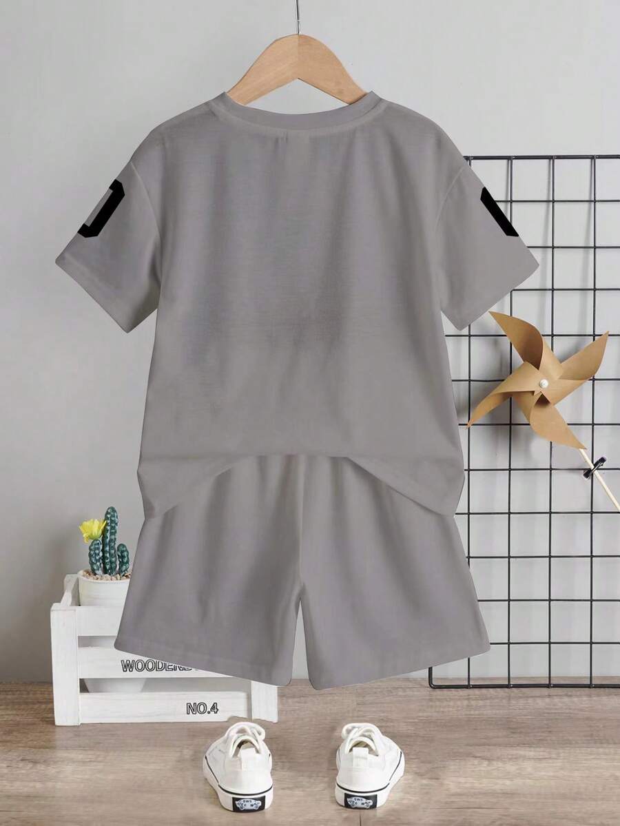 Baby Boy Brave Text Graphic Print T Shirt and Shorts Casual Summer Outfit Set