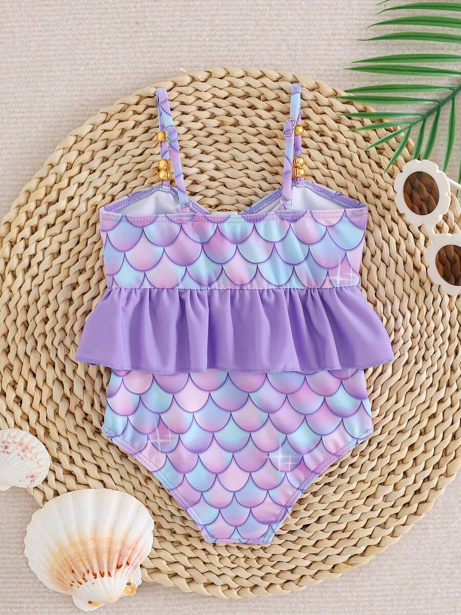 Baby Girls Minimalist Spaghetti Strap One Piece Swimsuit Casual Summer Beachwear