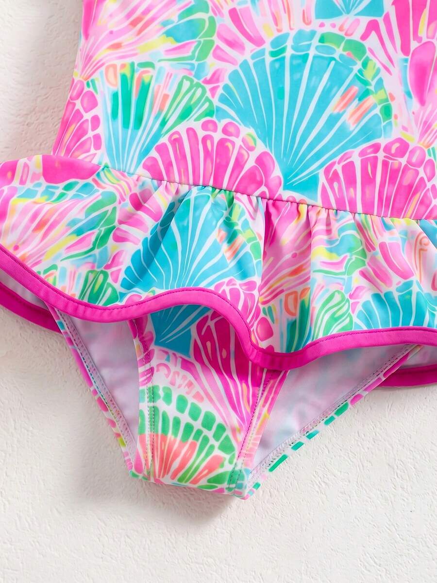 Baby Girls Minimalist Spaghetti Strap One Piece Swimsuit Casual Summer Beachwear