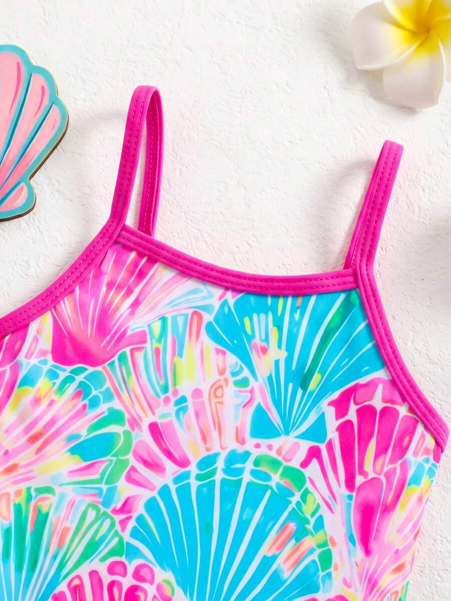 Baby Girls Minimalist Spaghetti Strap One Piece Swimsuit Casual Summer Beachwear