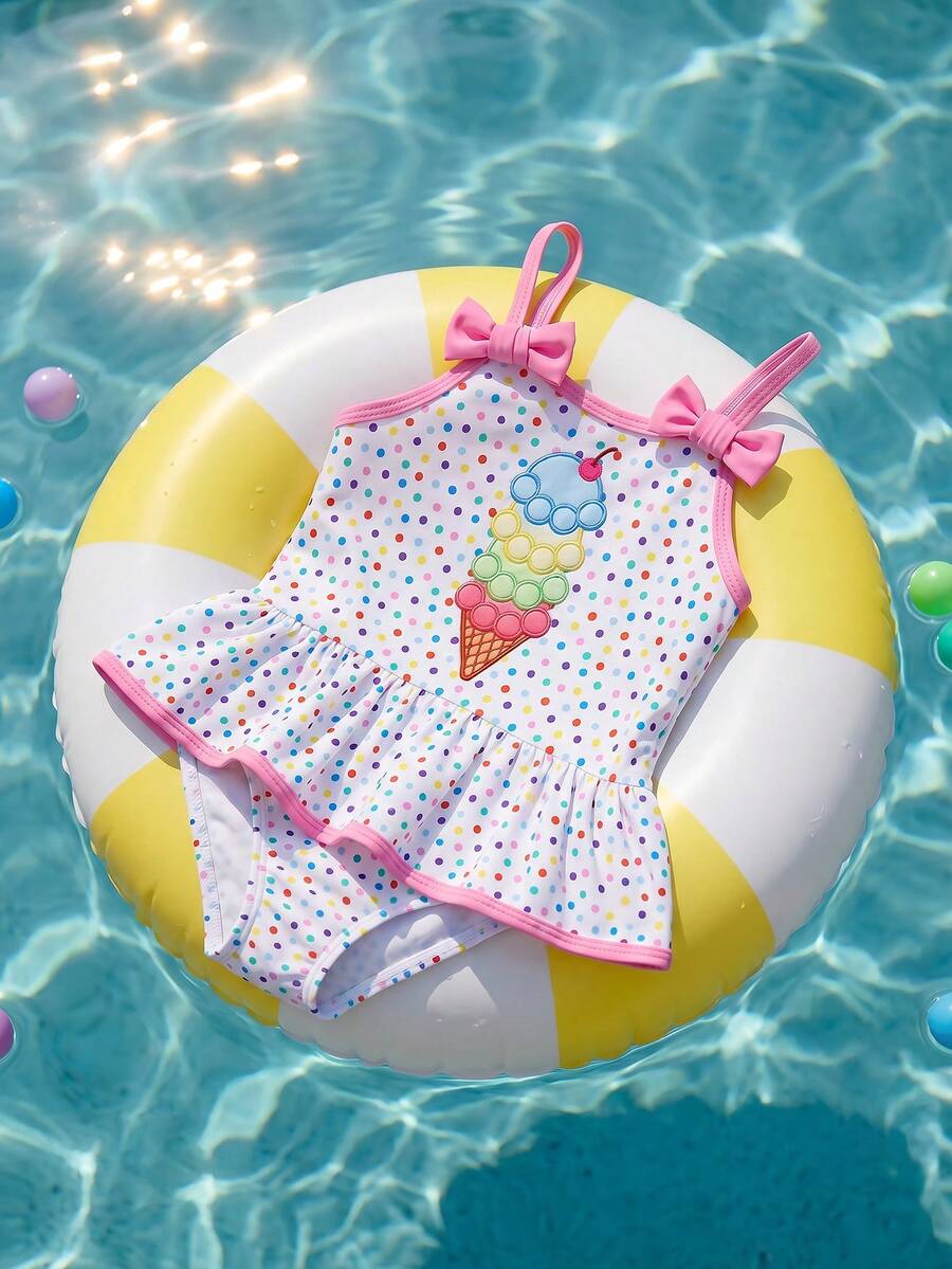 Baby Girls Minimalist Spaghetti Strap One Piece Swimsuit Casual Summer Beachwear