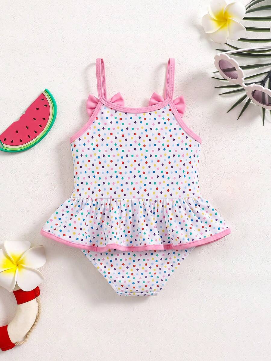 Baby Girls Minimalist Spaghetti Strap One Piece Swimsuit Casual Summer Beachwear