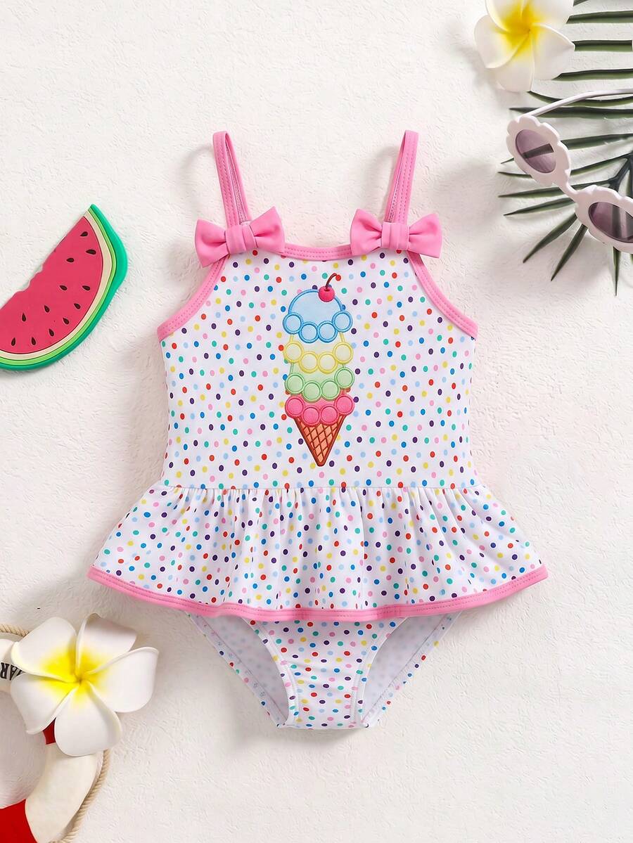 Baby Girls Minimalist Spaghetti Strap One Piece Swimsuit Casual Summer Beachwear