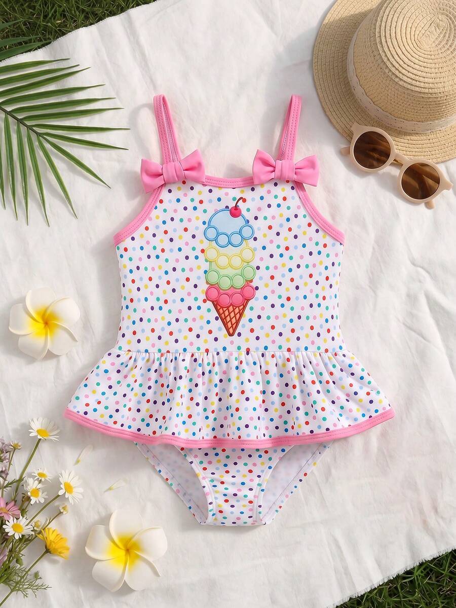 Baby Girls Minimalist Spaghetti Strap One Piece Swimsuit Casual Summer Beachwear