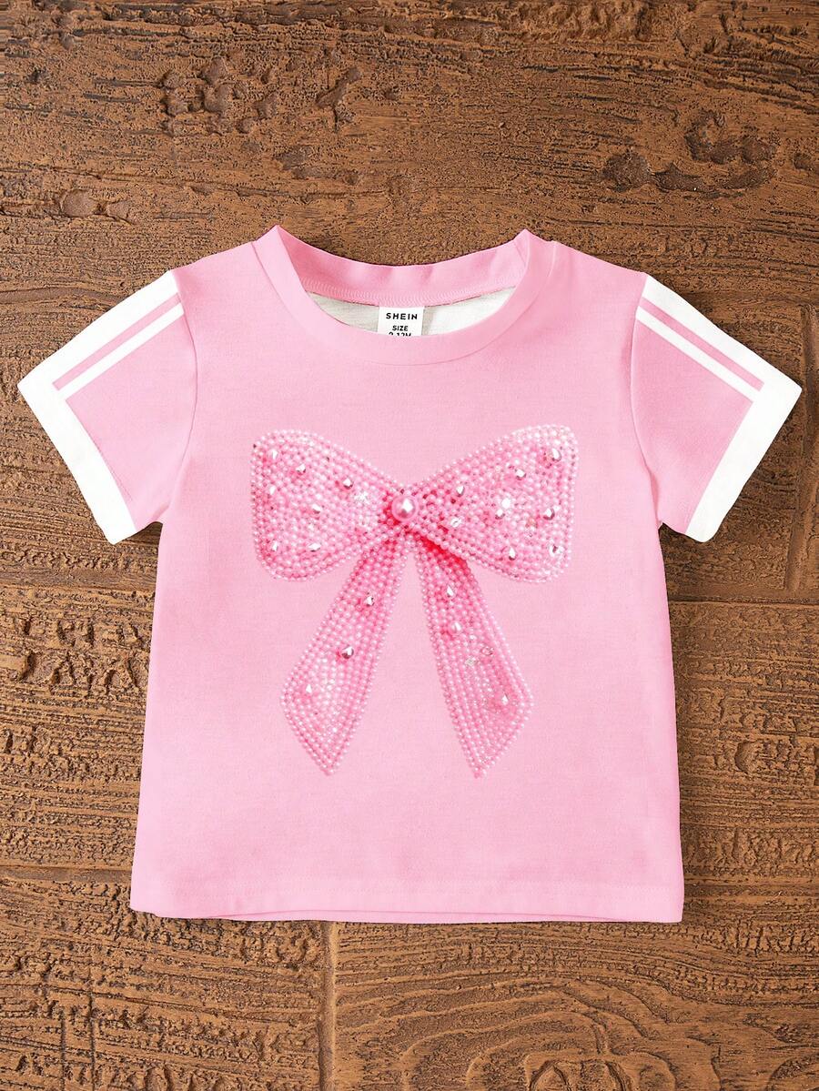 Sweet Strawberry Print T Shirt And Shorts Set For Toddler Girls