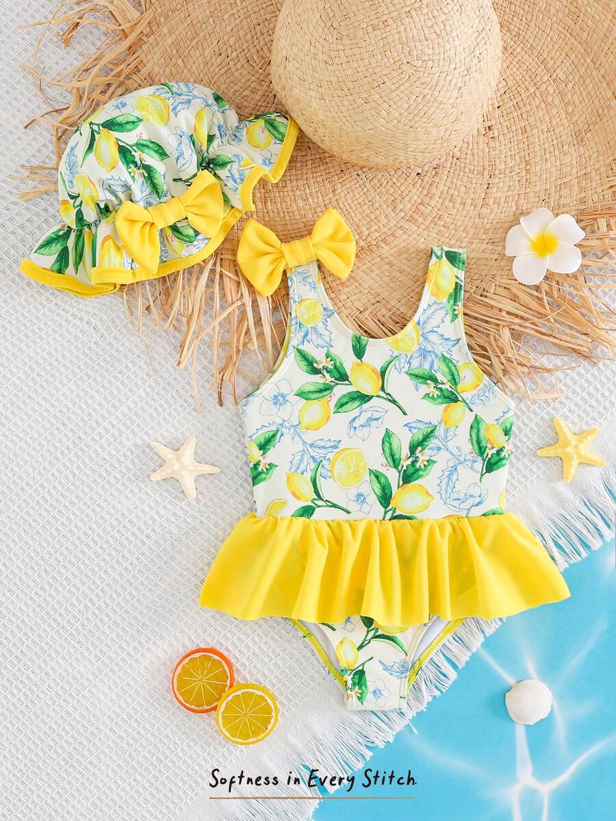 Baby Girls Minimalist Spaghetti Strap One Piece Swimsuit Casual Summer Beachwear