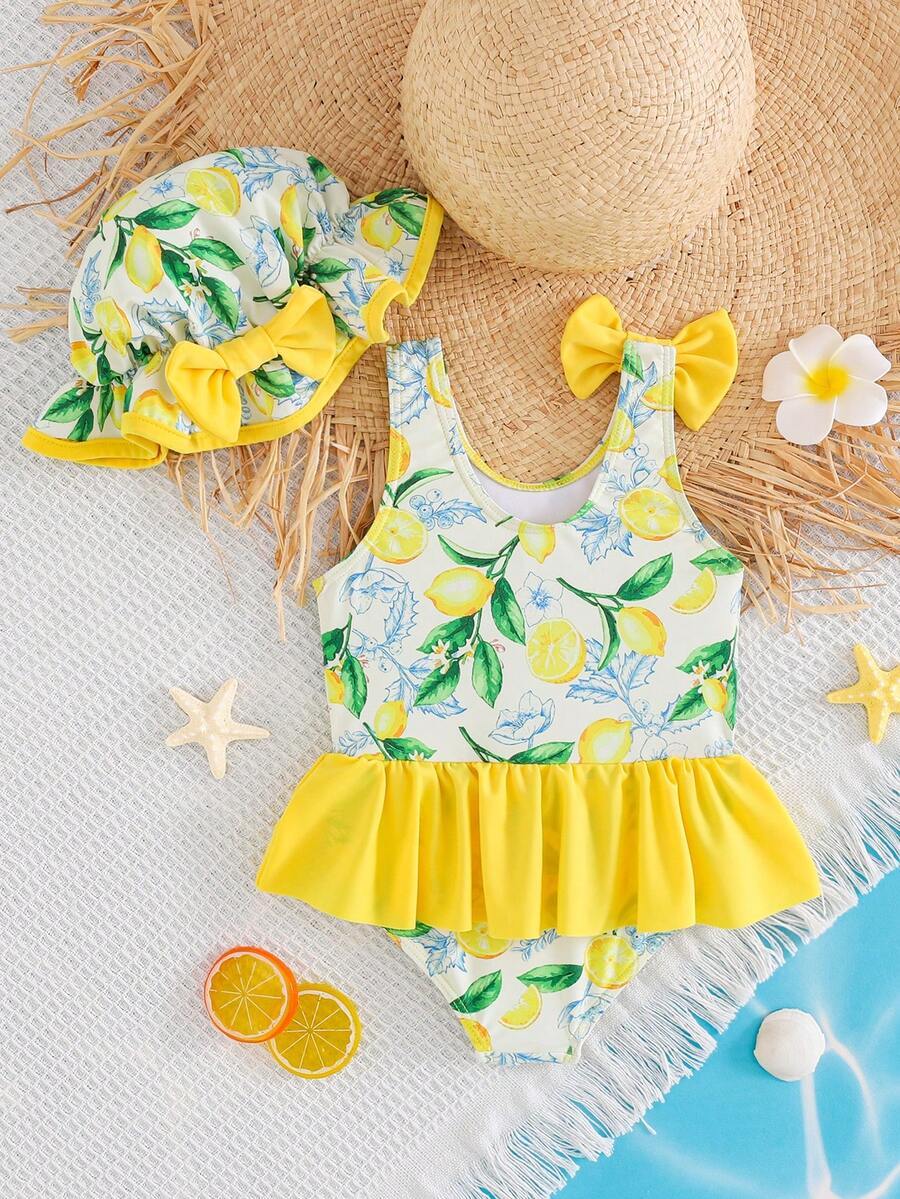Baby Girls Minimalist Spaghetti Strap One Piece Swimsuit Casual Summer Beachwear