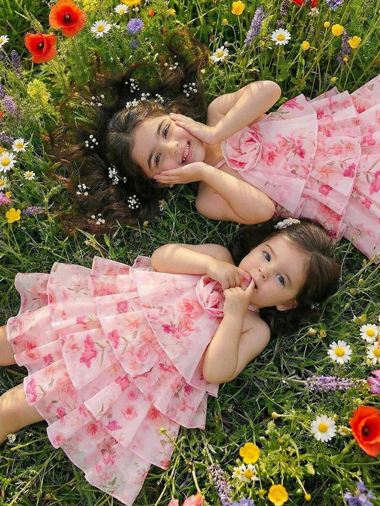 Toddler Girls Sleeveless Floral Sundress With Ruffle Detail Cute Party Wear