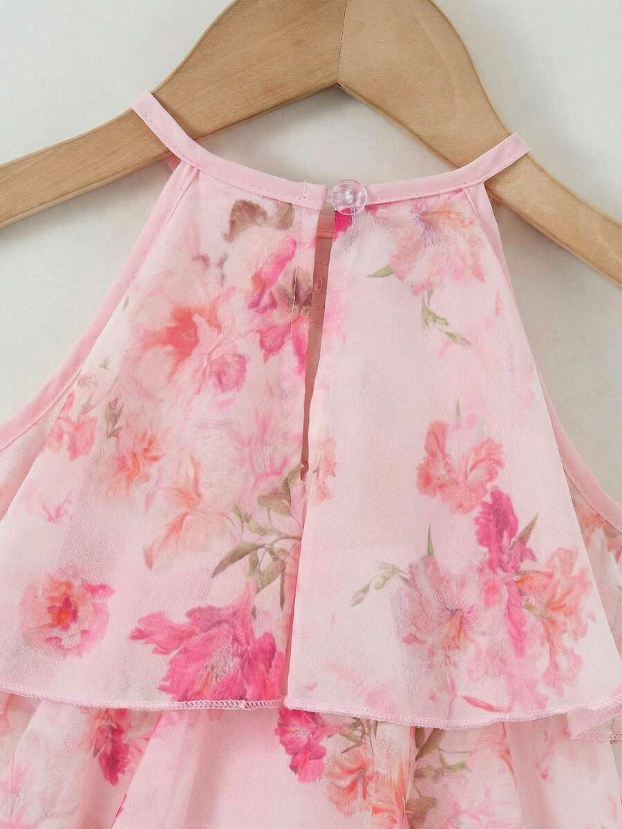 Toddler Girls Sleeveless Floral Sundress With Ruffle Detail Cute Party Wear