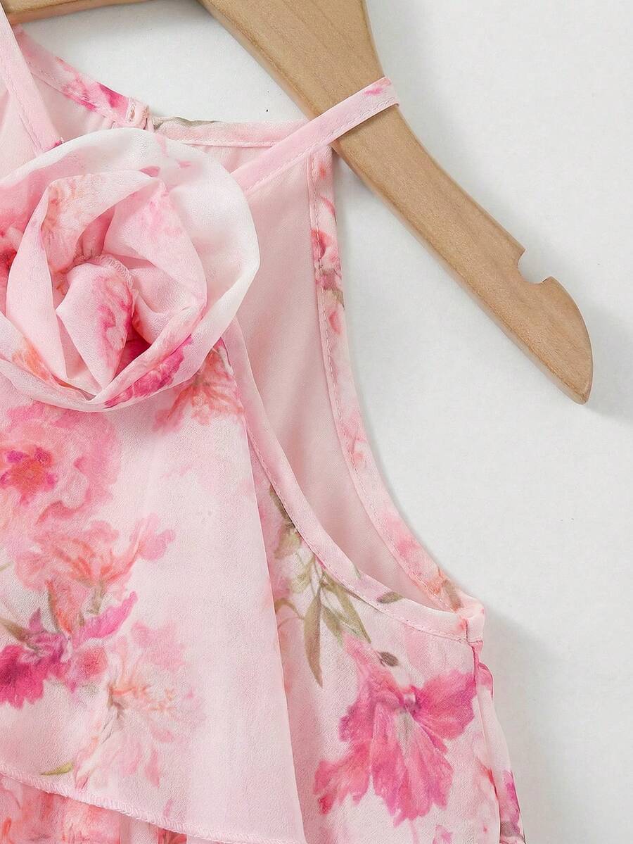 Toddler Girls Sleeveless Floral Sundress With Ruffle Detail Cute Party Wear