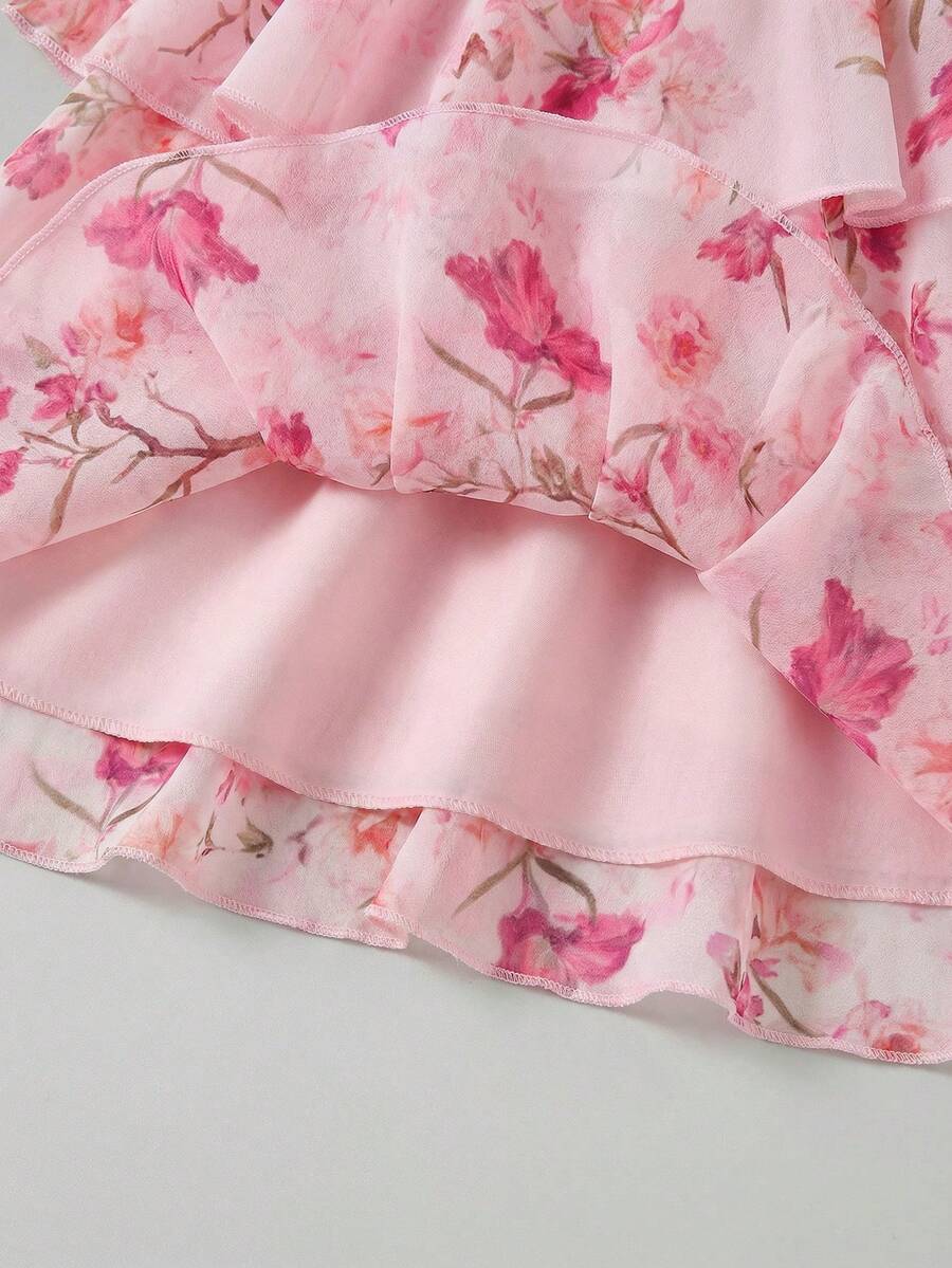 Toddler Girls Sleeveless Floral Sundress With Ruffle Detail Cute Party Wear