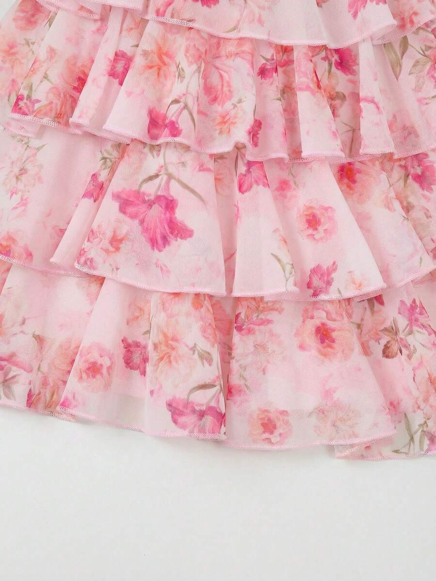 Toddler Girls Sleeveless Floral Sundress With Ruffle Detail Cute Party Wear