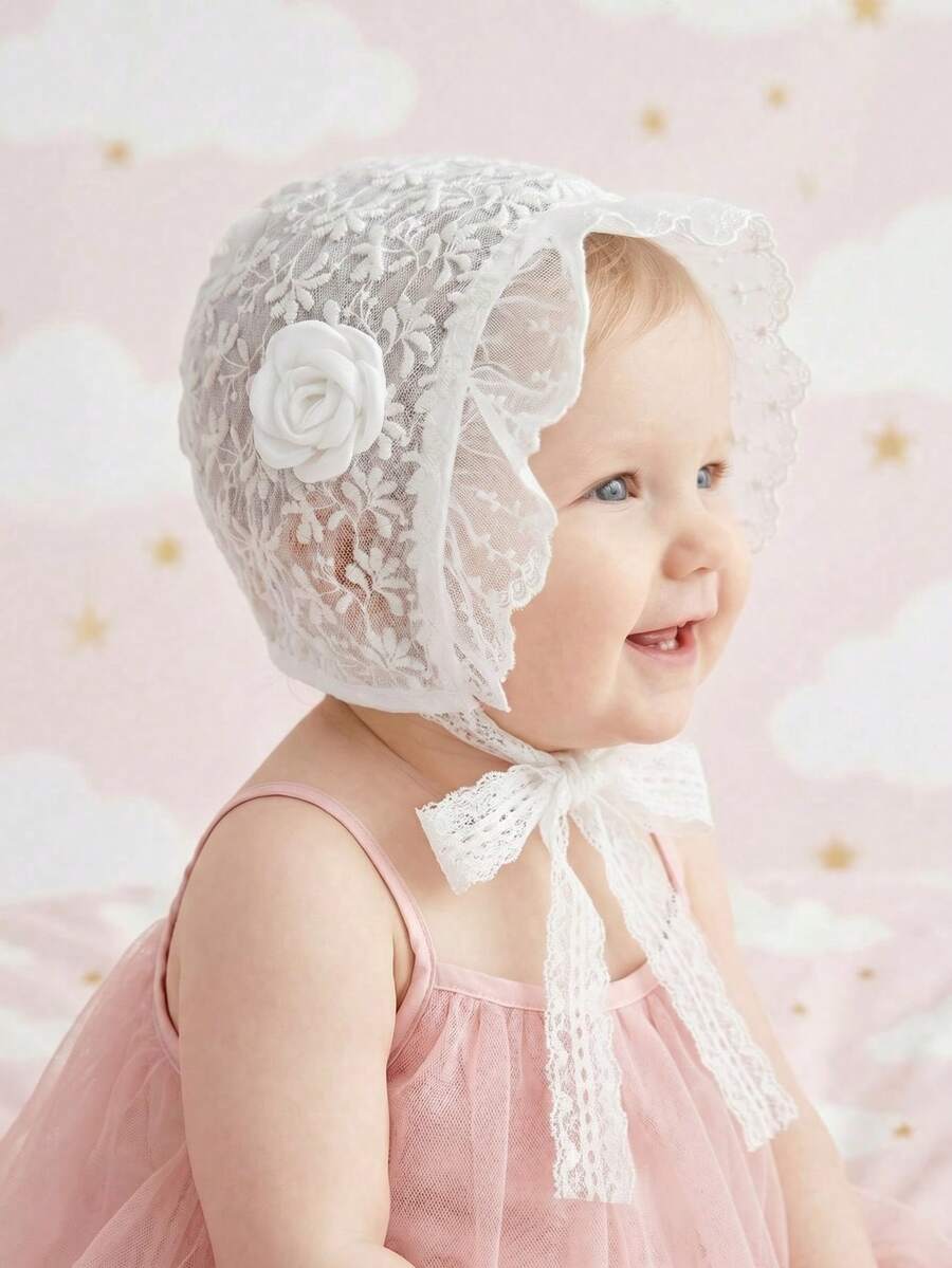 1pc Vintage Embroidered Regal Style Bonnet for Baby Daily Wear