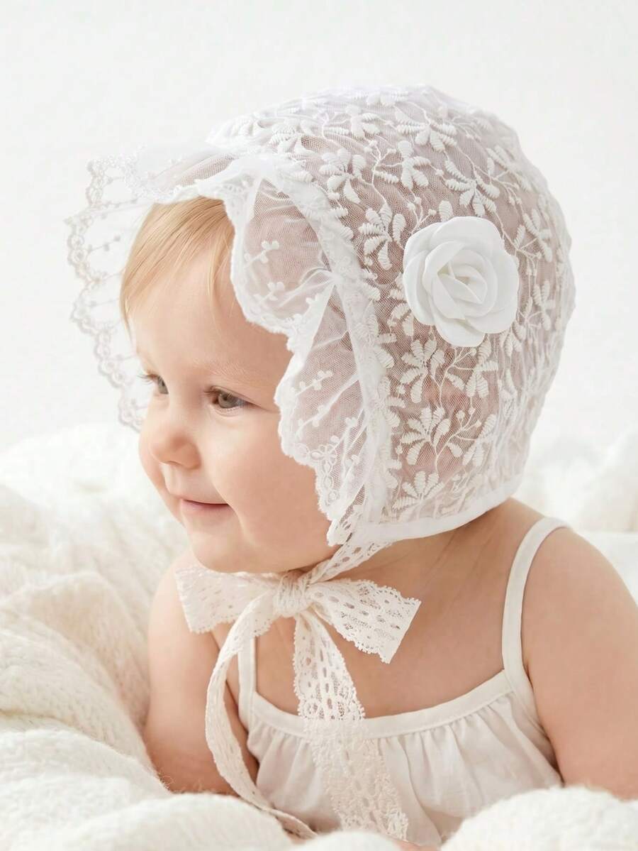 1pc Vintage Embroidered Regal Style Bonnet for Baby Daily Wear