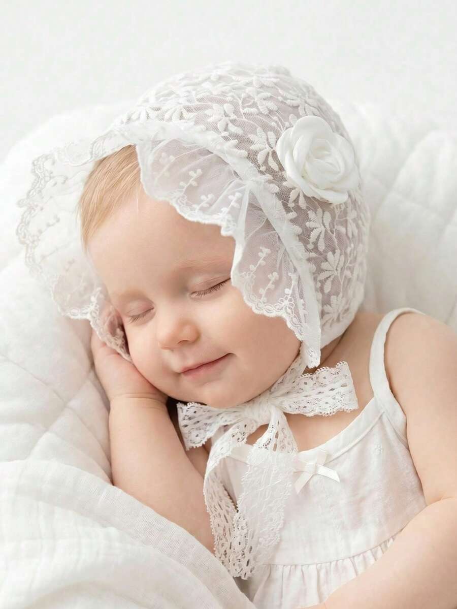 1pc Vintage Embroidered Regal Style Bonnet for Baby Daily Wear