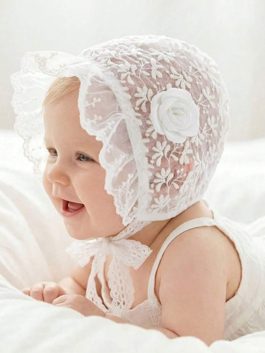 1pc Vintage Embroidered Regal Style Bonnet for Baby Daily Wear