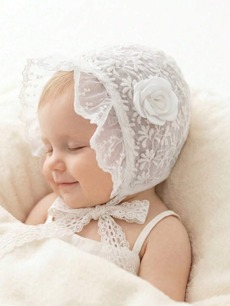 1pc Vintage Embroidered Regal Style Bonnet for Baby Daily Wear