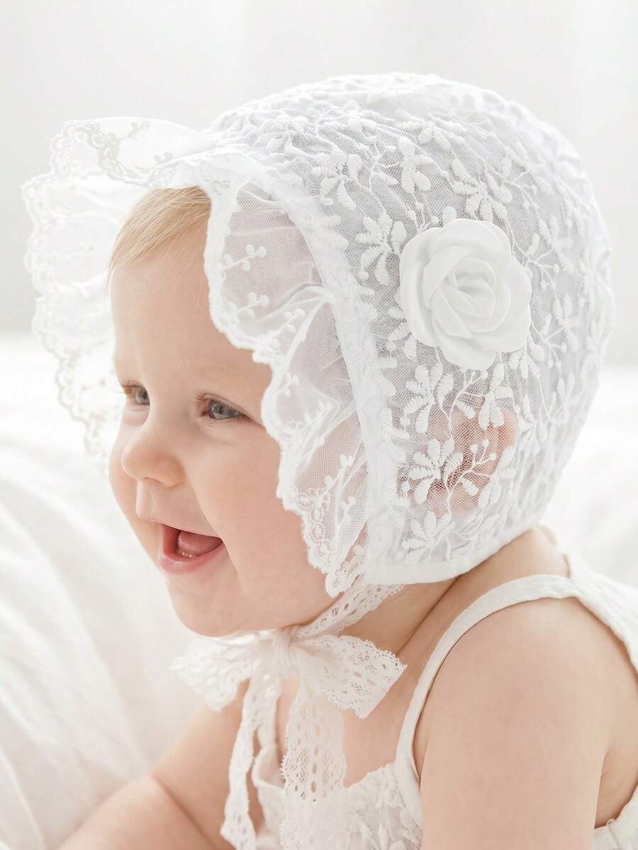 1pc Vintage Embroidered Regal Style Bonnet for Baby Daily Wear