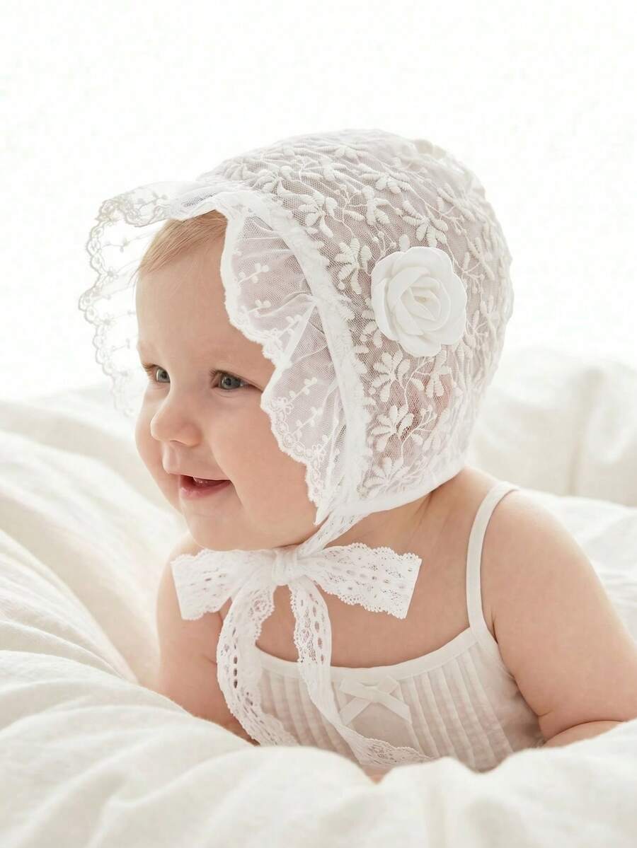1pc Vintage Embroidered Regal Style Bonnet for Baby Daily Wear