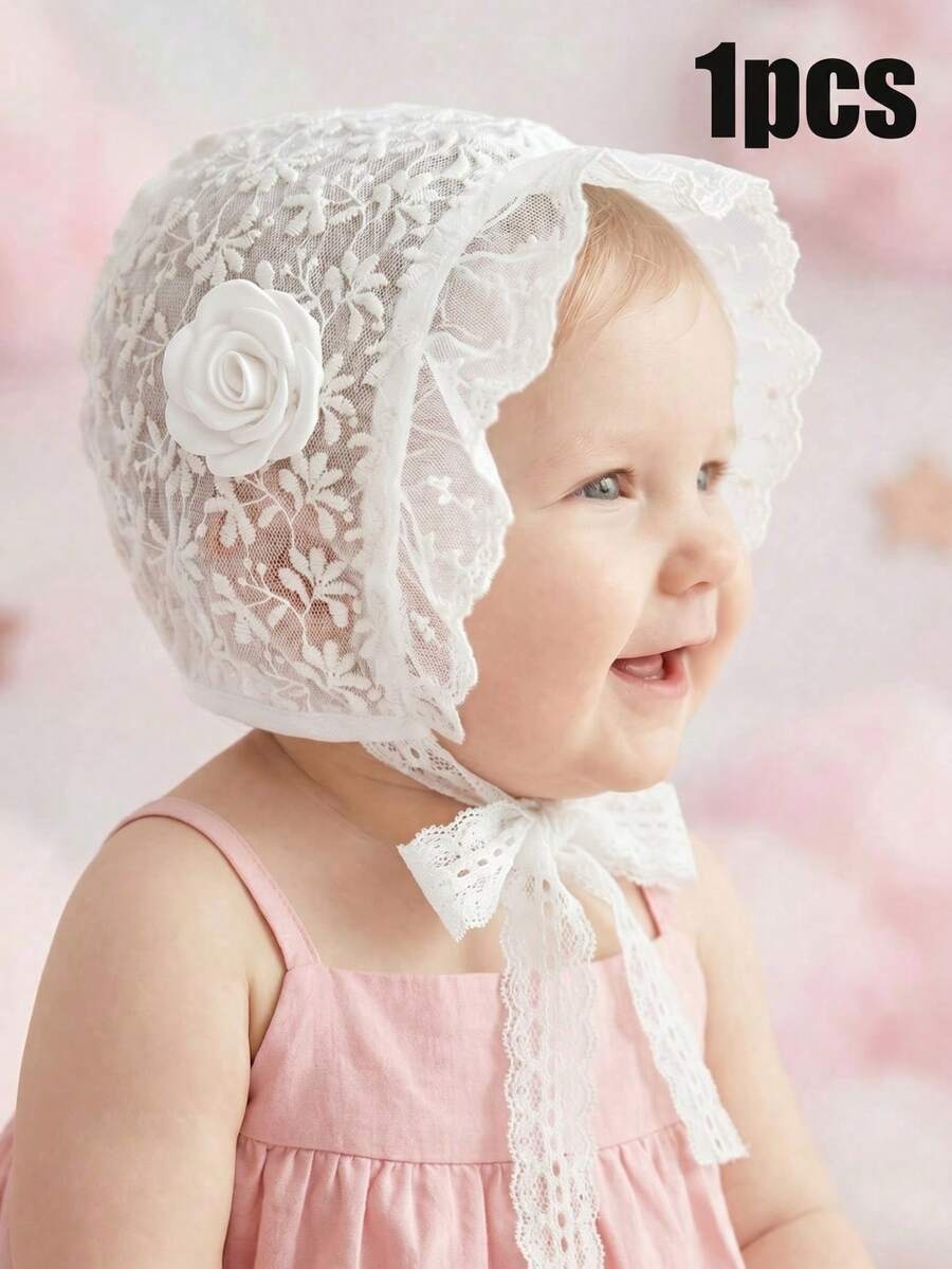 1pc Vintage Embroidered Regal Style Bonnet for Baby Daily Wear
