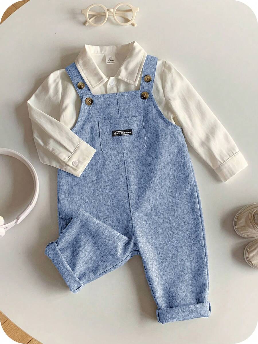 Striped Baby Boys Jumpsuit With Cartoon Bear Design Casual Kids Outfit