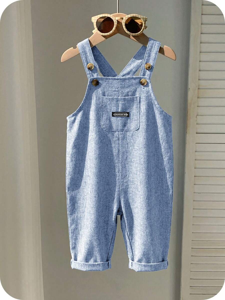 Striped Baby Boys Jumpsuit With Cartoon Bear Design Casual Kids Outfit