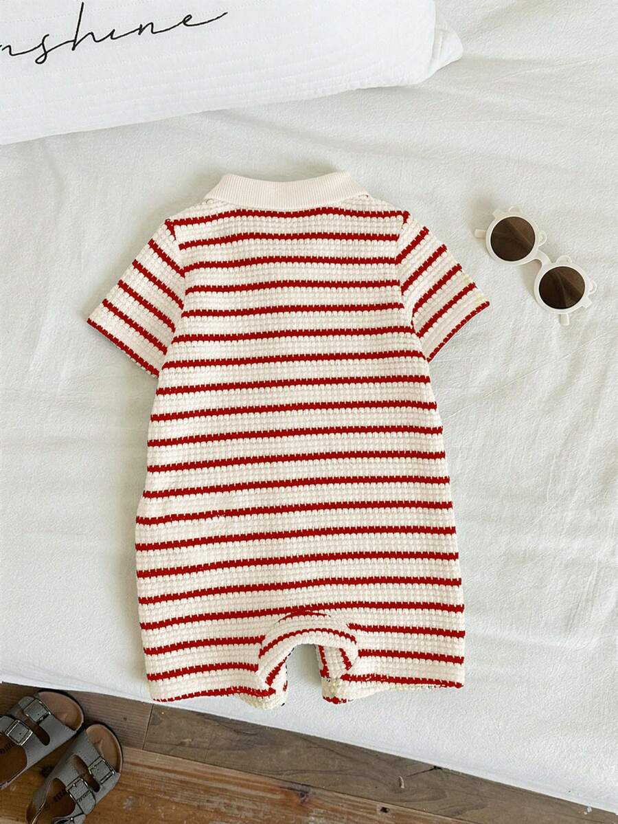 Baby Boy Plaid Short Sleeve Romper Formal Summer Outfit for Birthday Party Christening and Special Occasions
