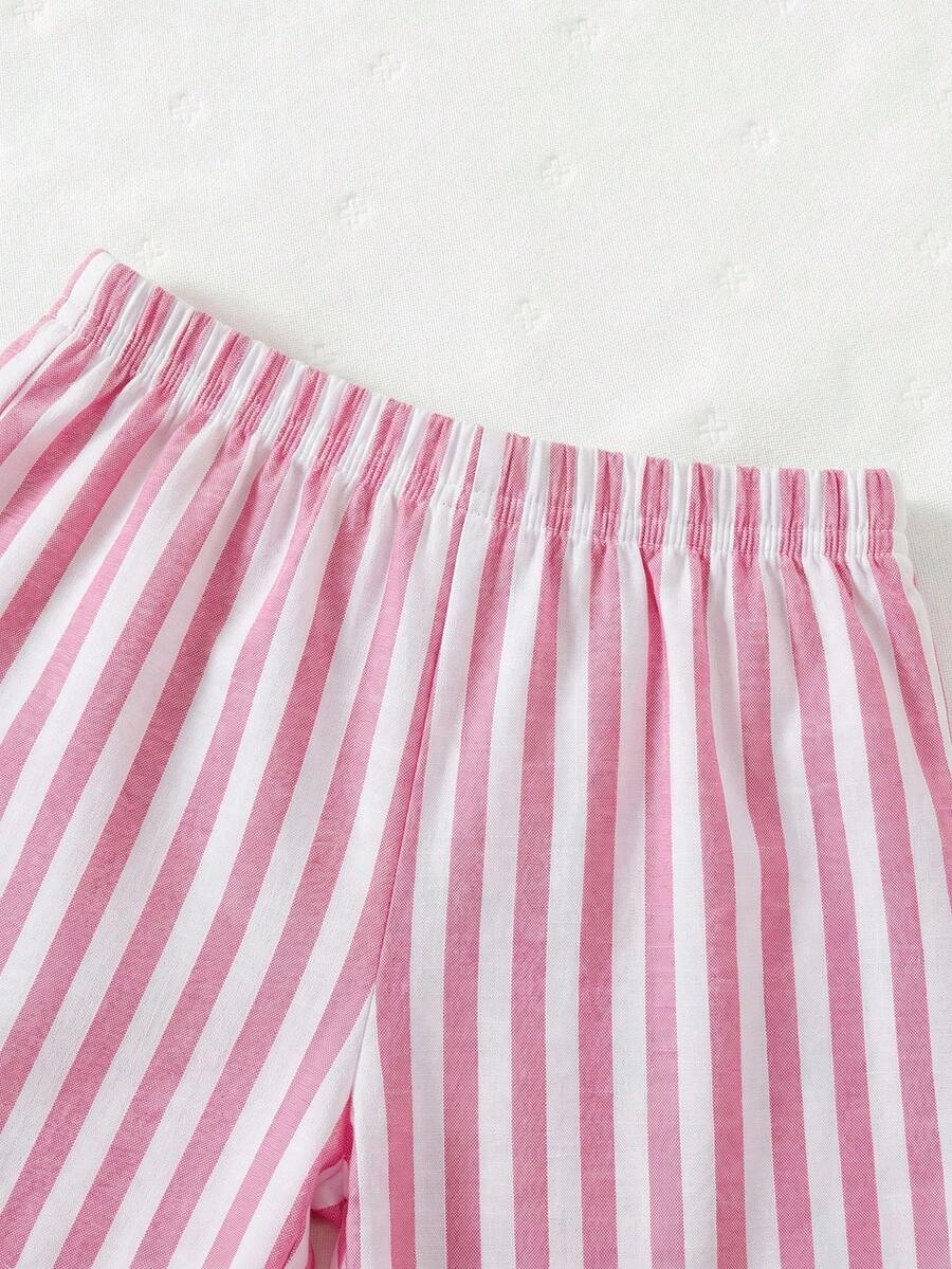Rainbow Top And Elastic Waist Shorts Set For Toddler Girls Casual Wear