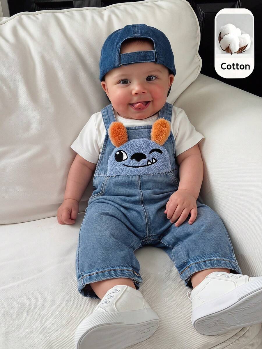 Unisex Baby Cute Denim Bib Pants Casual Overall Outfit for Spring Summer Autumn Wear