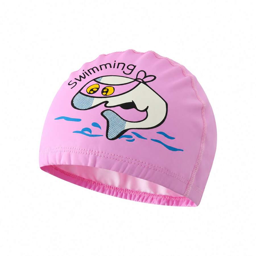 Kids Whale Print Swim Cap Elastic Waterproof Swimming Hat for Toddlers and Children