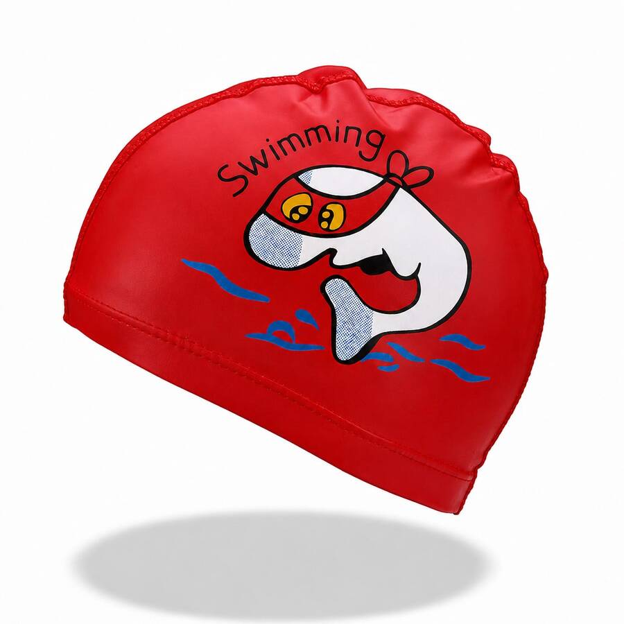 Kids Whale Print Swim Cap Elastic Waterproof Swimming Hat for Toddlers and Children