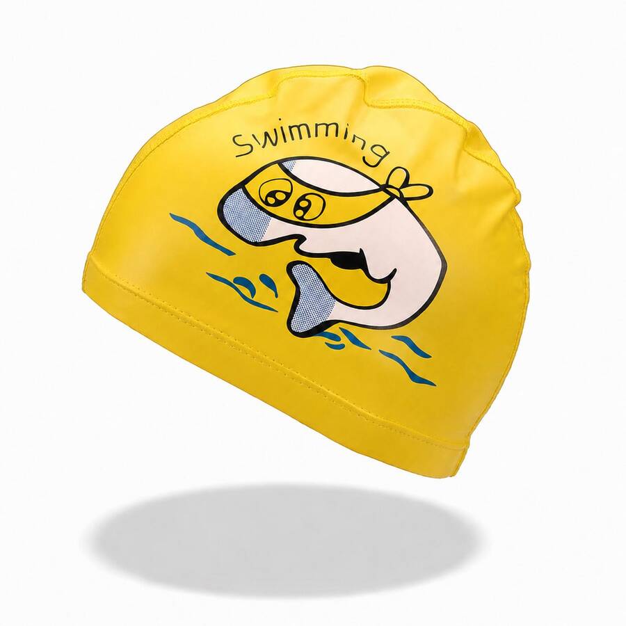 Kids Whale Print Swim Cap Elastic Waterproof Swimming Hat for Toddlers and Children