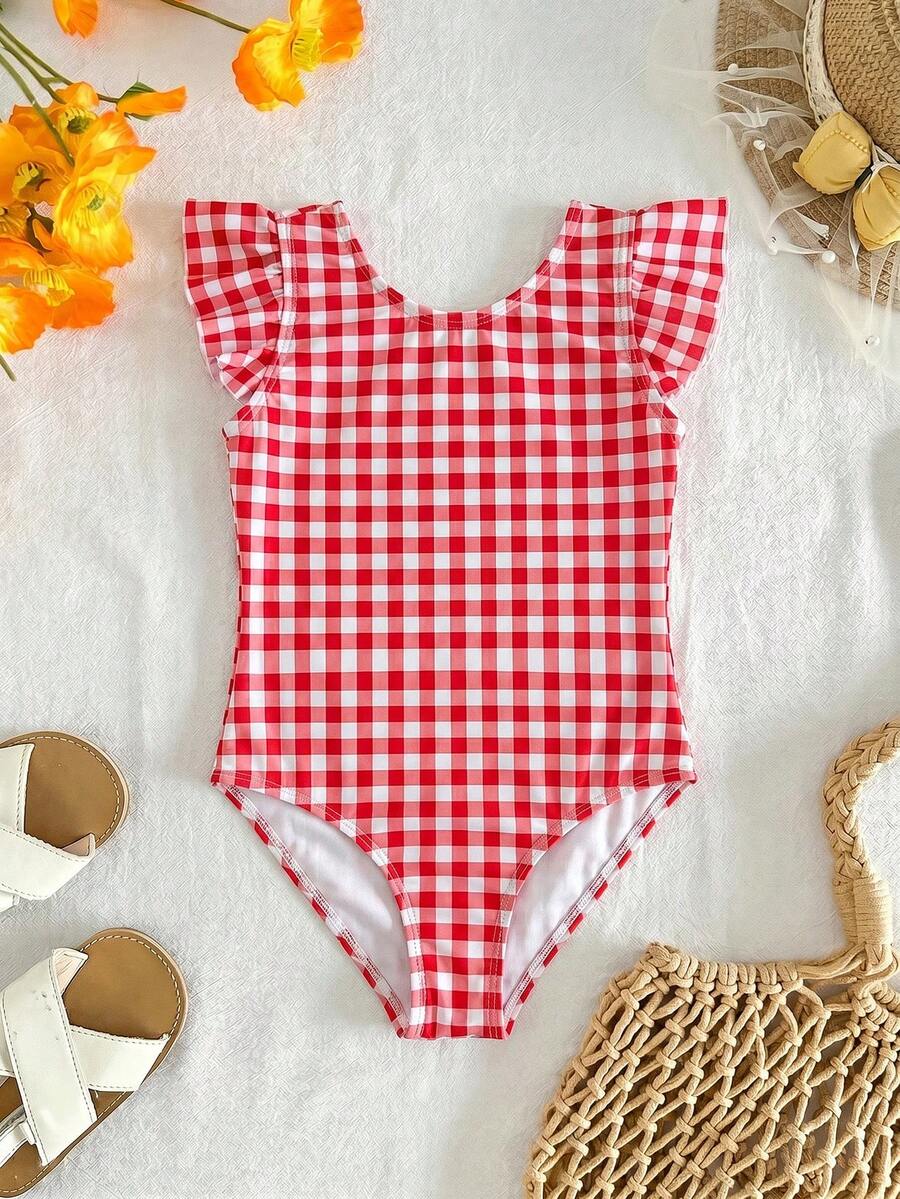 Baby Girls Minimalist Spaghetti Strap One Piece Swimsuit Casual Summer Beachwear