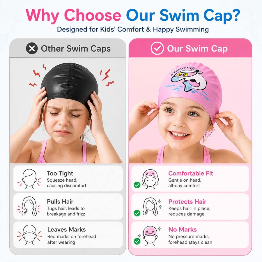 Kids Whale Print Swim Cap Elastic Waterproof Swimming Hat for Toddlers and Children