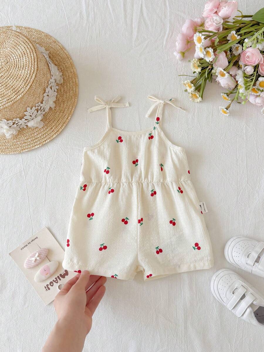 Cute Ditsy Floral Baby Girl Romper Sage Green Summer Outfit