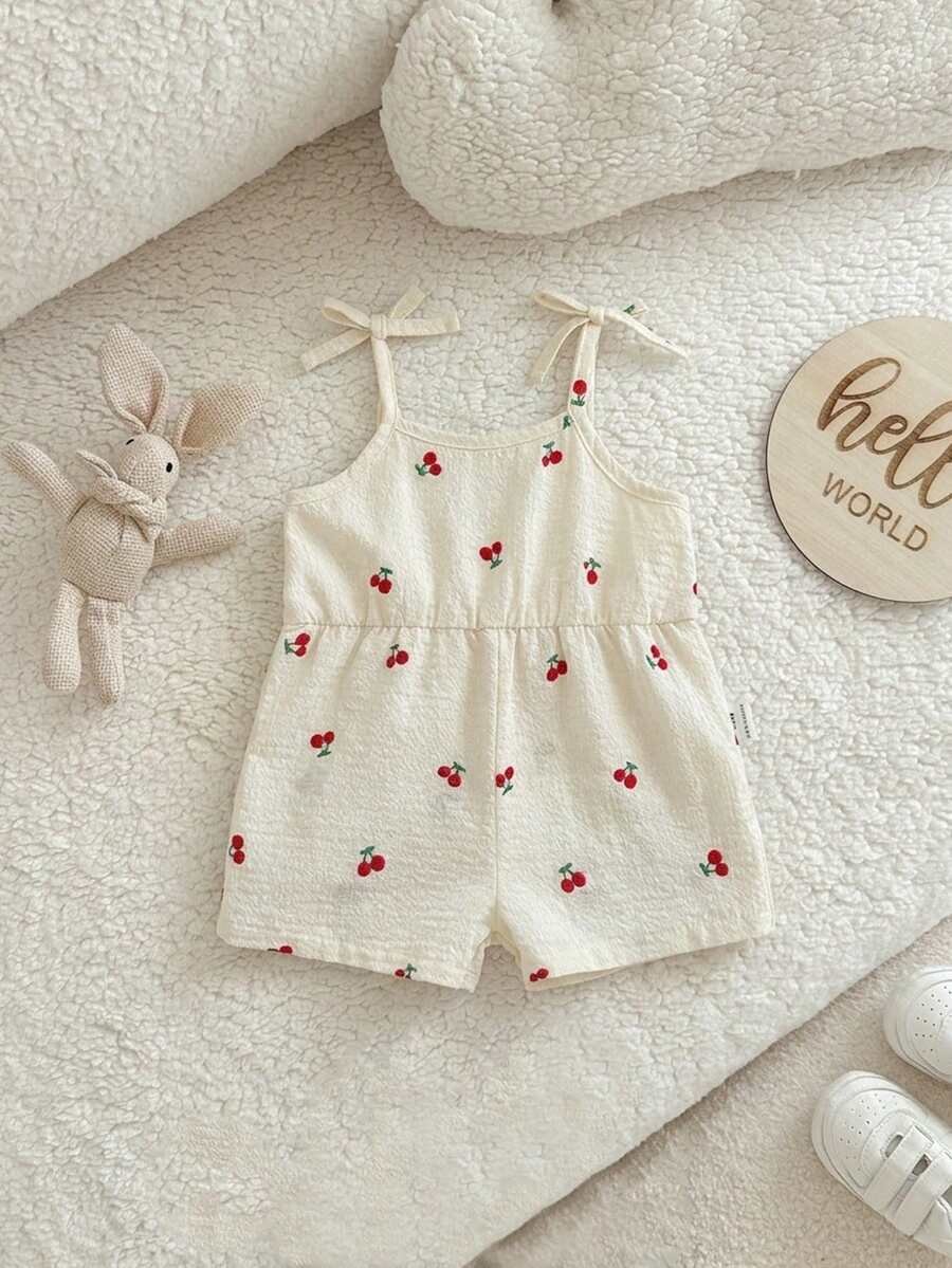Cute Ditsy Floral Baby Girl Romper Sage Green Summer Outfit