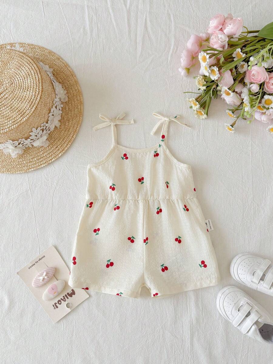 Cute Ditsy Floral Baby Girl Romper Sage Green Summer Outfit