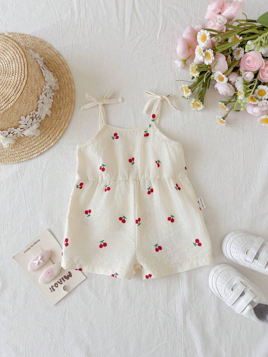 Cute Ditsy Floral Baby Girl Romper Sage Green Summer Outfit