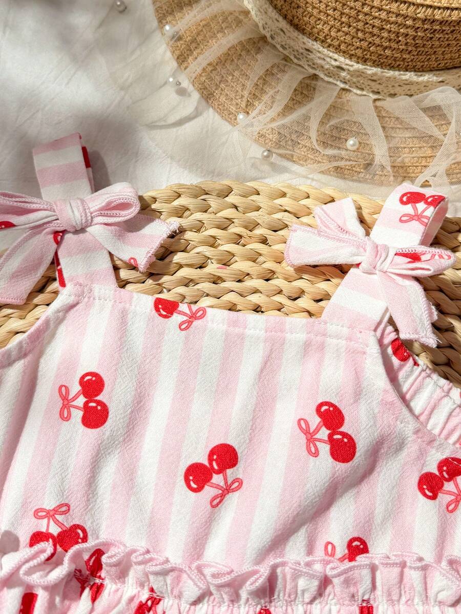 Fashion Striped Camisole Set For Baby Girls Casual Everyday Summer Clothing