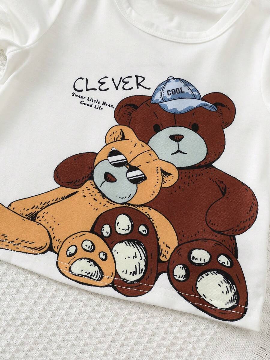 Baby Boy Letter Print T Shirt and Large Pocket Pants 2 Piece Casual Outfit Set for Spring Summer Autumn