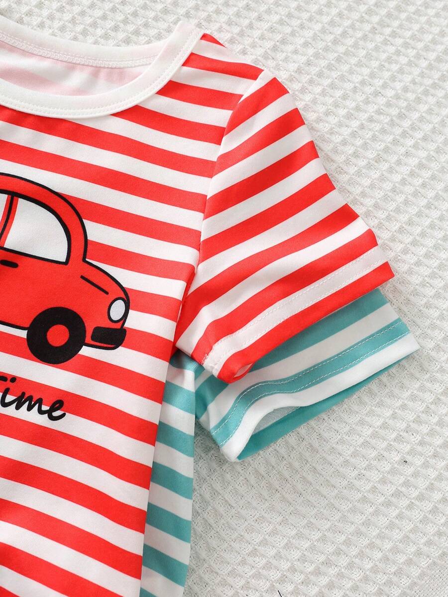 Baby Boy Letter Print T Shirt and Large Pocket Pants 2 Piece Casual Outfit Set for Spring Summer Autumn