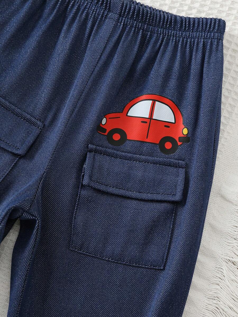 Baby Boy Letter Print T Shirt and Large Pocket Pants 2 Piece Casual Outfit Set for Spring Summer Autumn