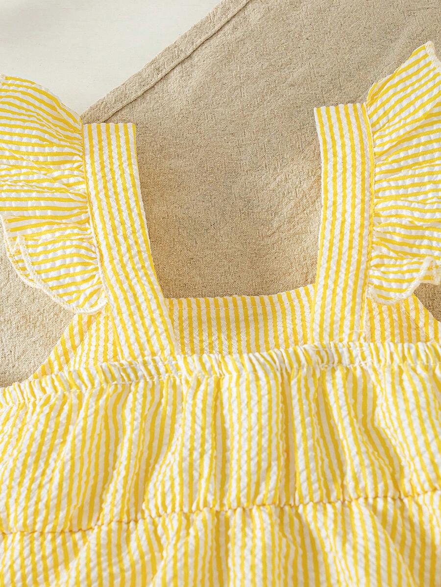 Summer Baby Girl Striped Romper Outfit With Big Bow Cap Sleeve And Sun Hat Gift Set